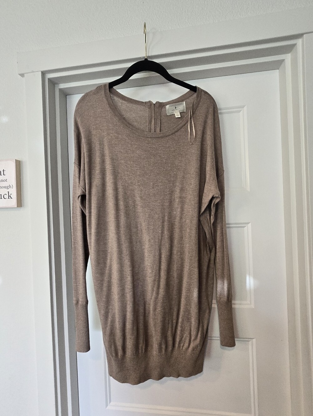ruby moon Taupe Crew Neck Light Long Sleeve Sweater. Size L